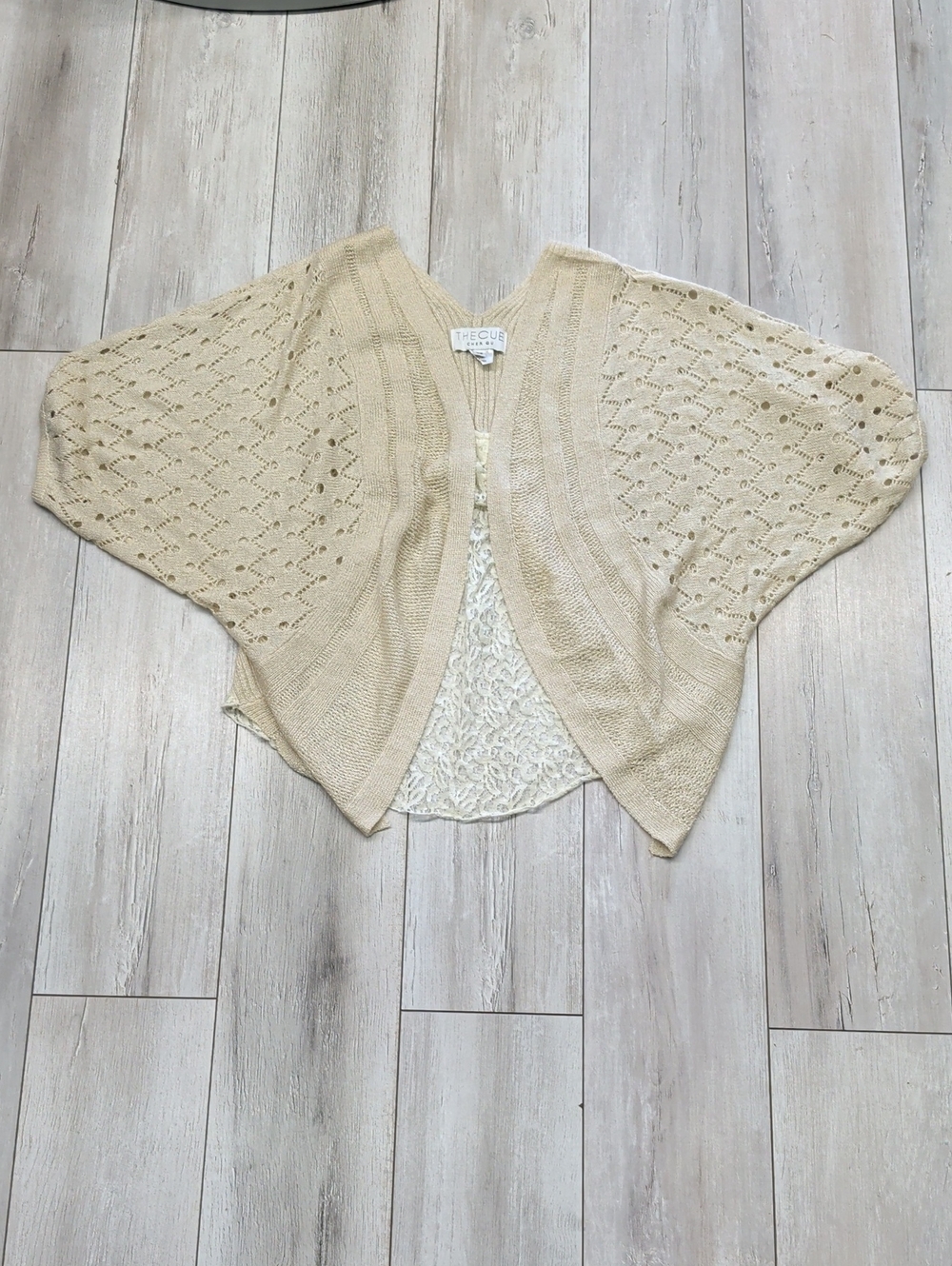 Cream Openfront Knit Cardigan